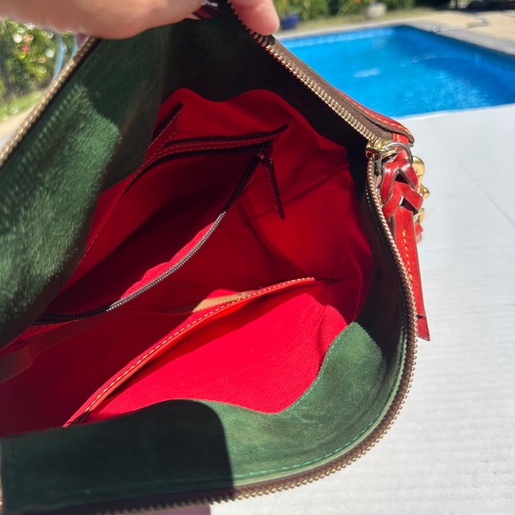 Dooney & Bourke Florentine Red Leather Large Satchel Crossbody Bag - Picture 13 of 17